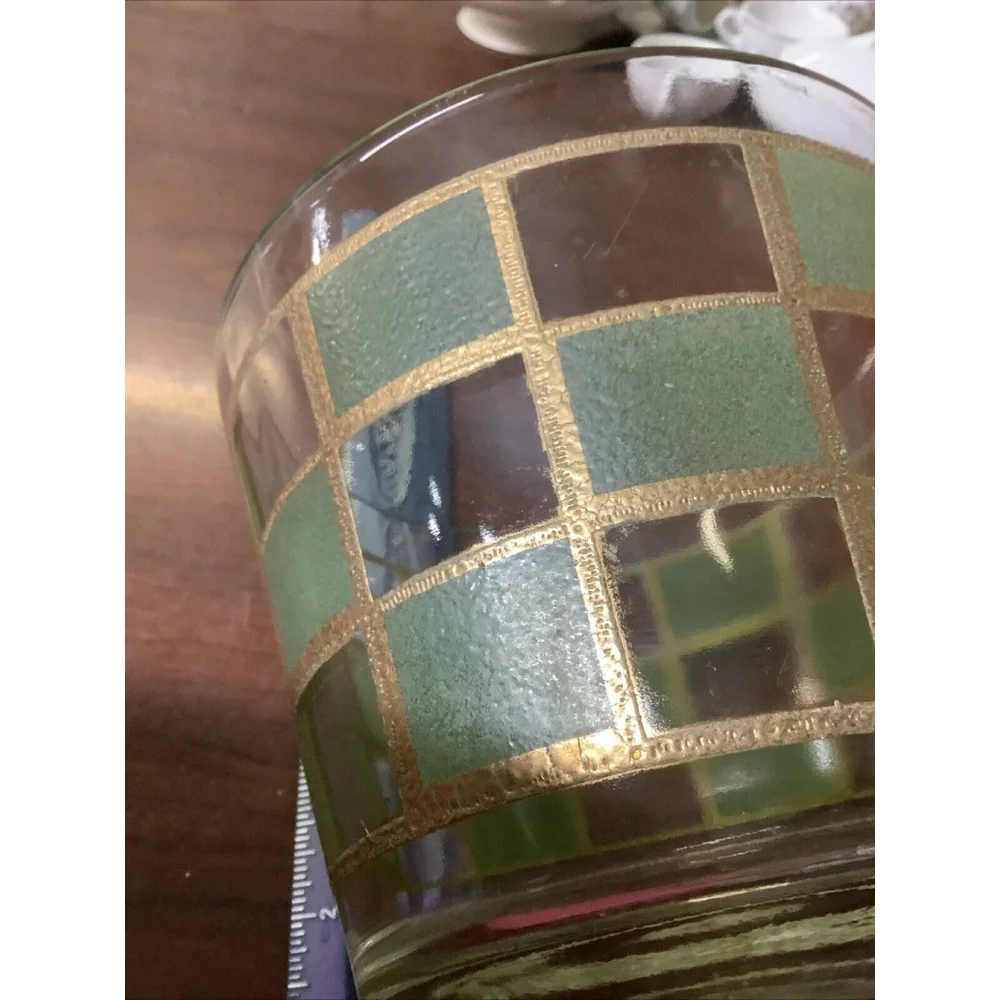 Culver 22K Gold Green Ice Bucket 4.75” MCM Vintage